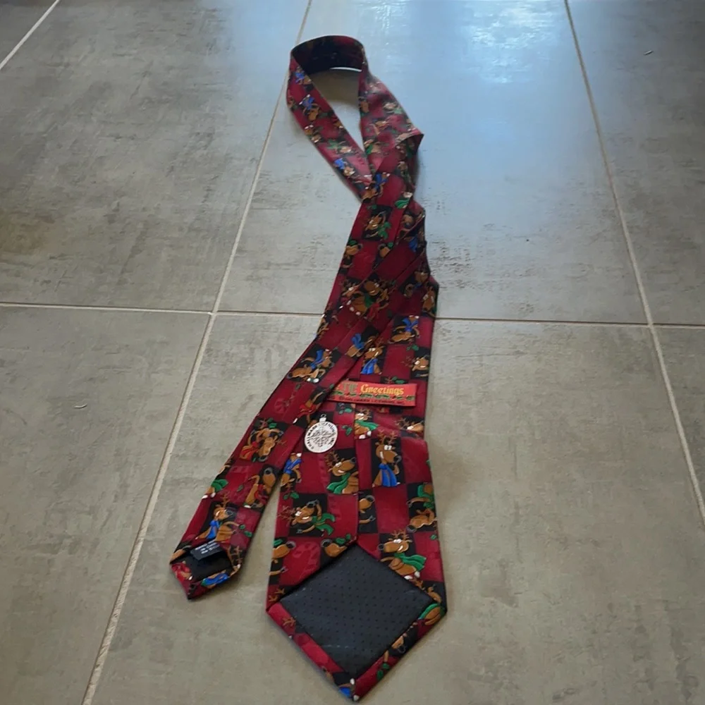 Vintage Hallmark Yule Tie Greetings Reindeer Christmas Tie Made in USA